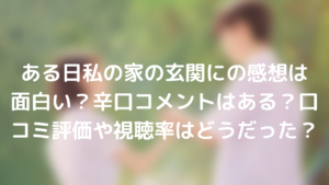 ある日私の家の玄関にの感想は面白い?辛口コメントはある?口コミ評価や視聴率はどうだった?